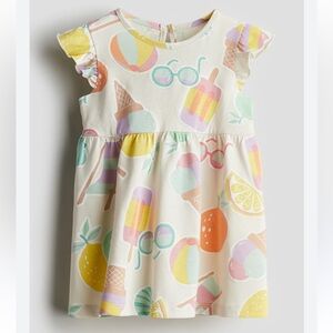 😊FREE😊 H&M Pastel Ice Cream and Fruit Print Kids Dress size 12-18m